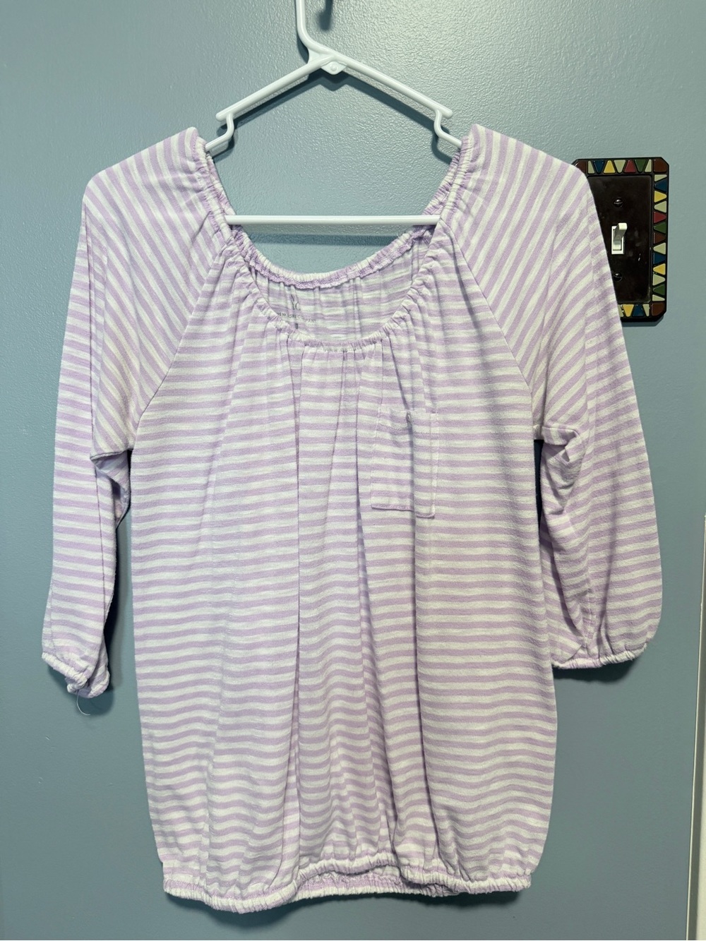 New York & Company Lilac and White Striped Women’s Peasant Tunic